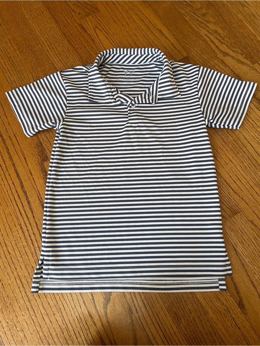 Coastal Cotton Performance Boys' Navy & White Striped Short-Sleeve Polo
